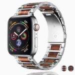 Black A Series 8 7 Natural Wood, silver Stainless Steel Band