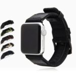 Black space grey A band nylon Canvas tactical Leather Strap